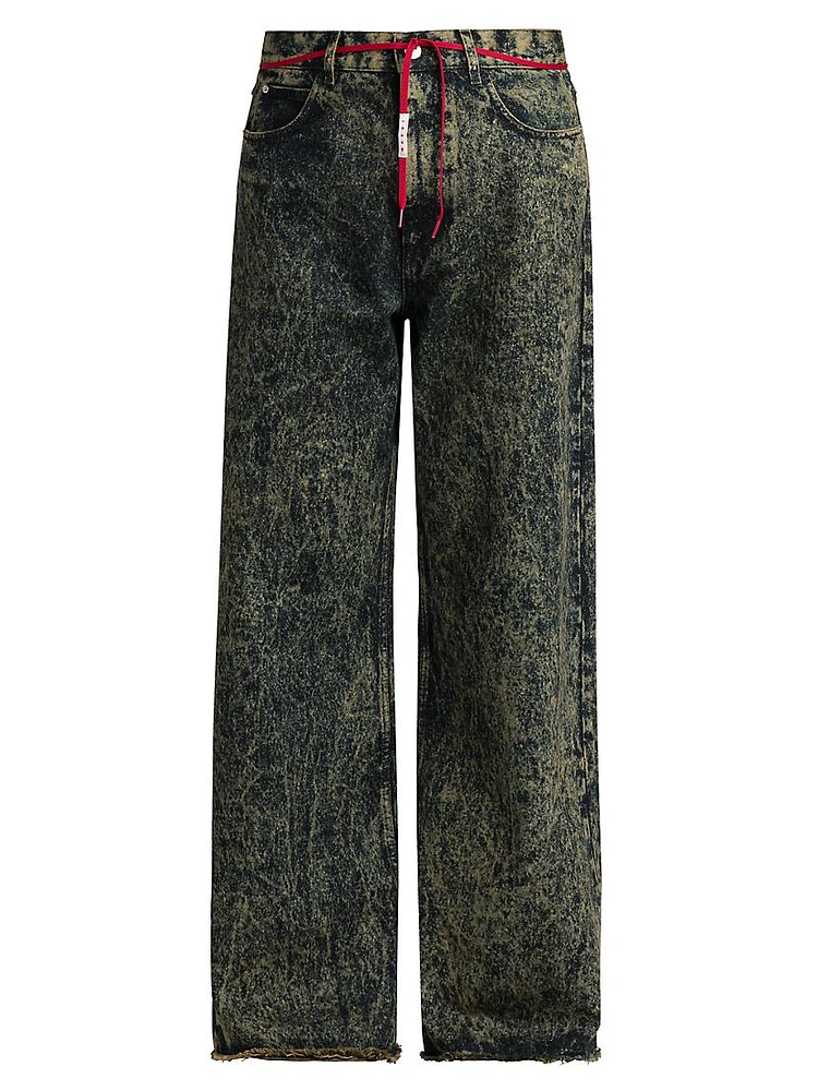 Acid Wash Wide-Leg Jeans