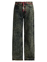 Acid Wash Wide-Leg Jeans