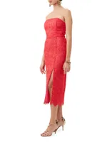 Stella Lace Strapless Midi-Dress