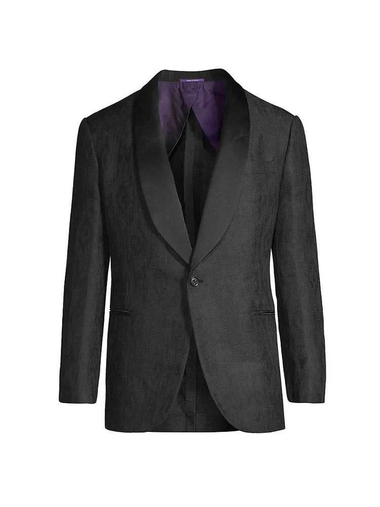 Jacquard Linen-Silk One-Button Jacket
