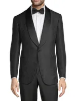 Jacquard Linen-Silk One-Button Jacket