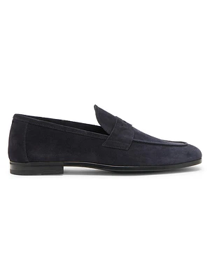 Suede Square-Toed Loafers