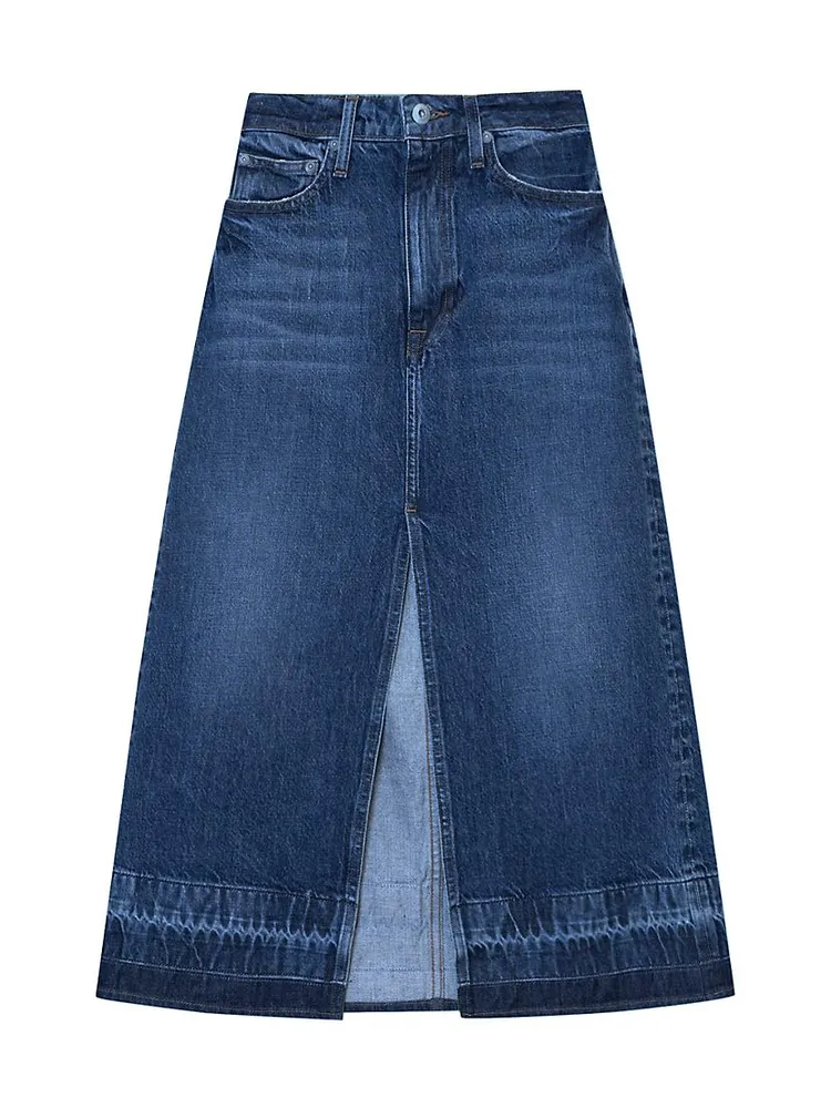 Della Released-Hem Denim Midi-Skirt