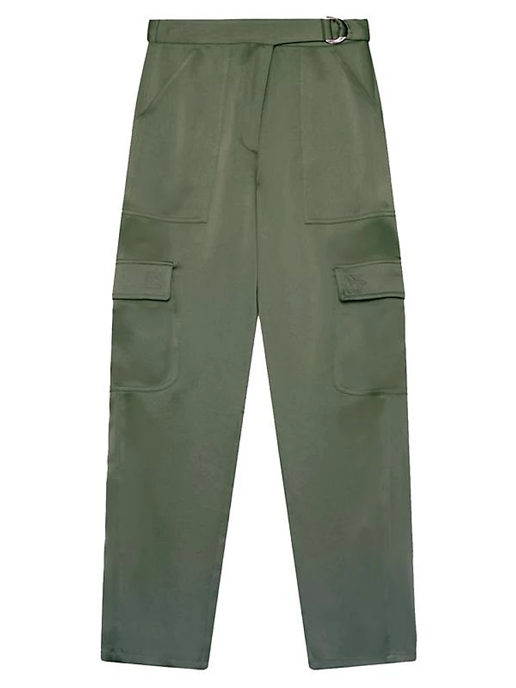 Carolina Cropped Satin Cargo Pants