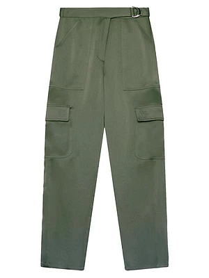 Carolina Cropped Satin Cargo Pants