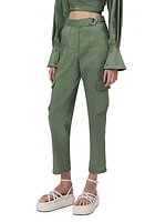 Carolina Cropped Satin Cargo Pants