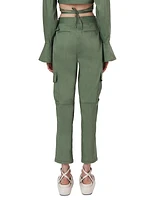 Carolina Cropped Satin Cargo Pants