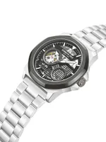 Automatic Stainless Steel Skeleton Watch/45MM
