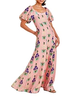 Arrabbiata Floral Puff-Sleeve Gown