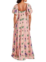 Arrabbiata Floral Puff-Sleeve Gown