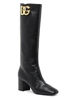 Leather Logo Knee-High Boots