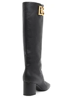 Leather Logo Knee-High Boots