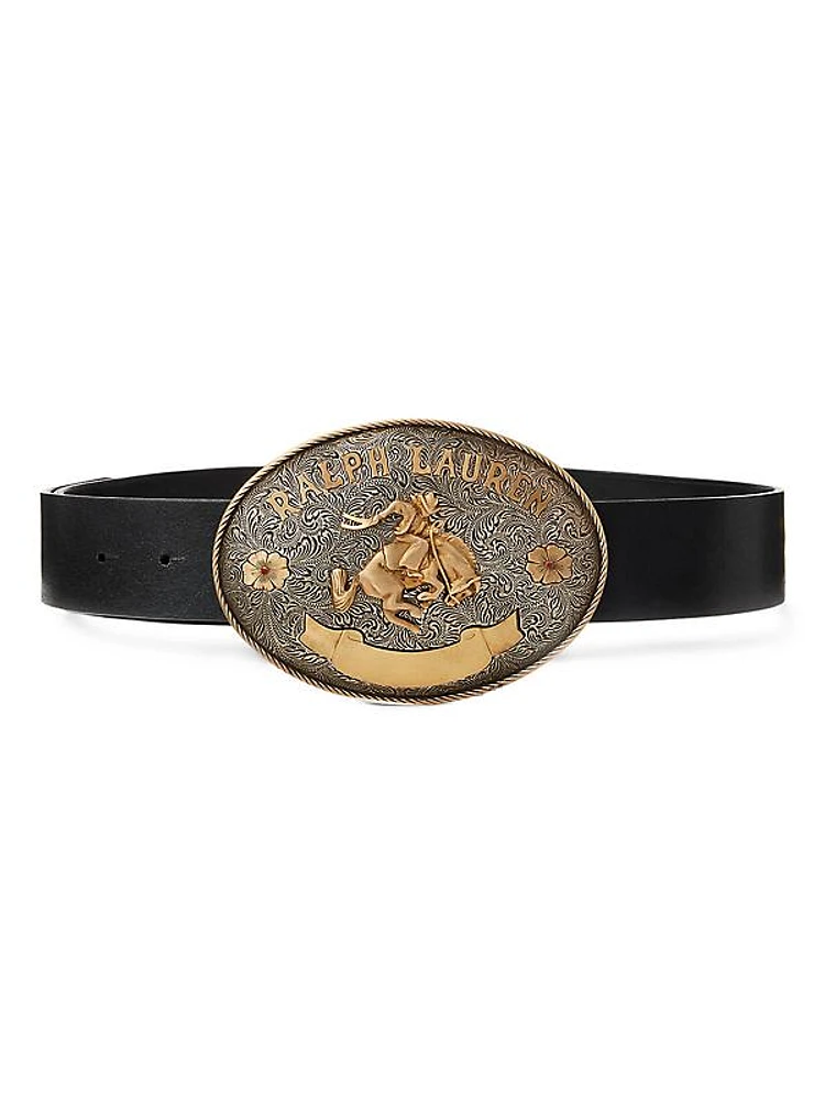 Leather & Rodeo-Buckle Belt