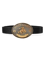 Leather & Rodeo-Buckle Belt