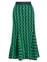 Ocean Zigzag Midi-Skirt