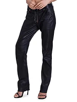 Lace-Up Leather Jeans