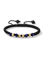 Fortune Woven Black Nylon Bracelet with Lapis, Black Onyx and 18K Yellow Gold