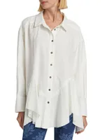 Freya Oversized Cotton Poplin Button-Front Shirt
