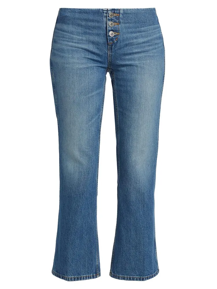 Waistless Boot-Cut Crop Jeans