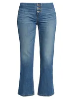 Waistless Boot-Cut Crop Jeans