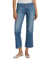 Waistless Boot-Cut Crop Jeans