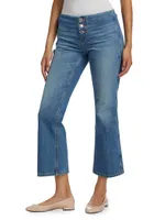 Waistless Boot-Cut Crop Jeans