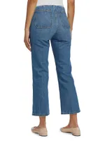 Waistless Boot-Cut Crop Jeans