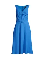 Vieata Belted V-Neck Midi-Dress