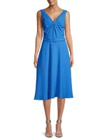 Vieata Belted V-Neck Midi-Dress