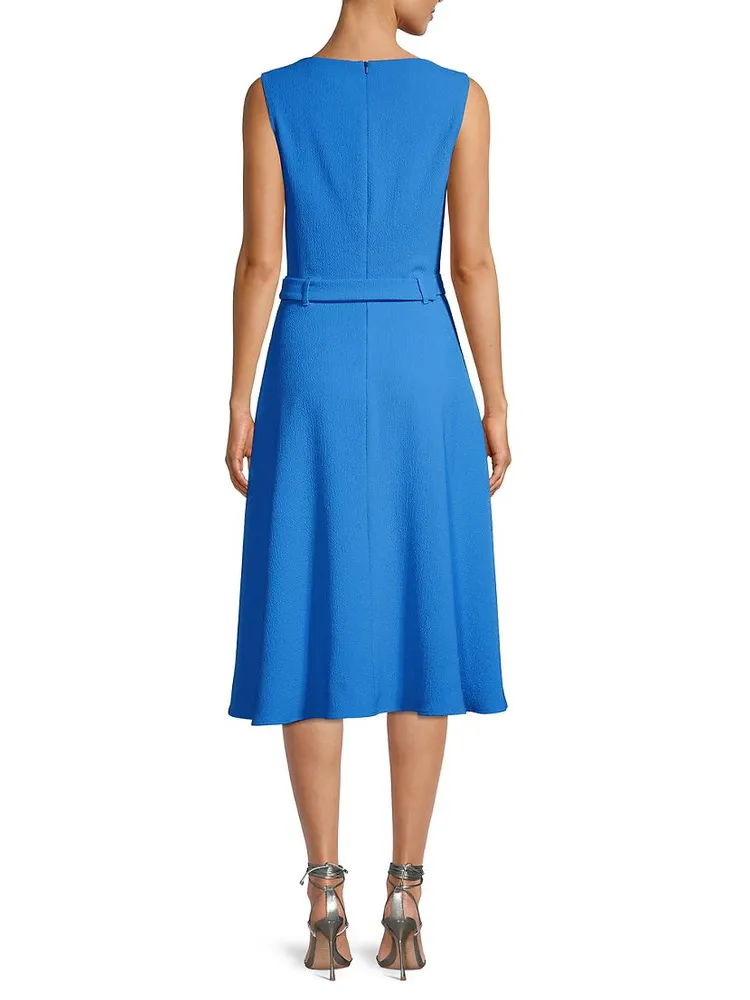 Vieata Belted V-Neck Midi-Dress