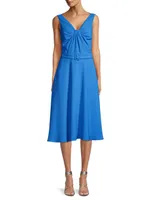 Vieata Belted V-Neck Midi-Dress