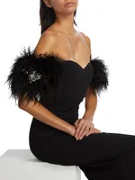 Crystal & Feather Strapless Body-Con Dress