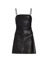 Ruched Faux Leather Minidress