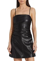 Ruched Faux Leather Minidress