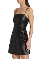 Ruched Faux Leather Minidress