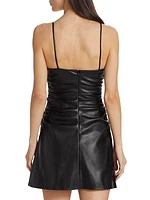 Ruched Faux Leather Minidress