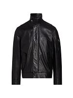 Stand Collar Leather Jacket