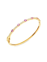 14K Yellow Gold, Pink Sapphire & 0.92 TCW Diamond Bangle