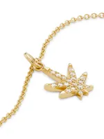 14K Yellow Gold & 0.1 TCW Diamond Cannabis Leaf Pendant Necklace