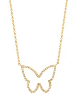 14K Yellow Gold & 0.16 TCW Diamond Butterfly Pendant Necklace