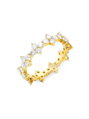 14K Yellow Gold & 1.18 TCW Diamond Cluster Pinky Ring