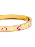 Gypsy 14K Yellow Gold, 0.248 TCW Diamond & Pink Sapphire Bangle