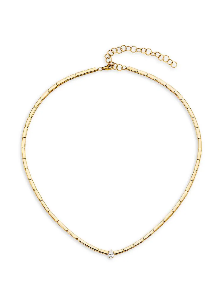 14K Yellow Gold & 0.26 TCW Diamond Bar Chain Necklace