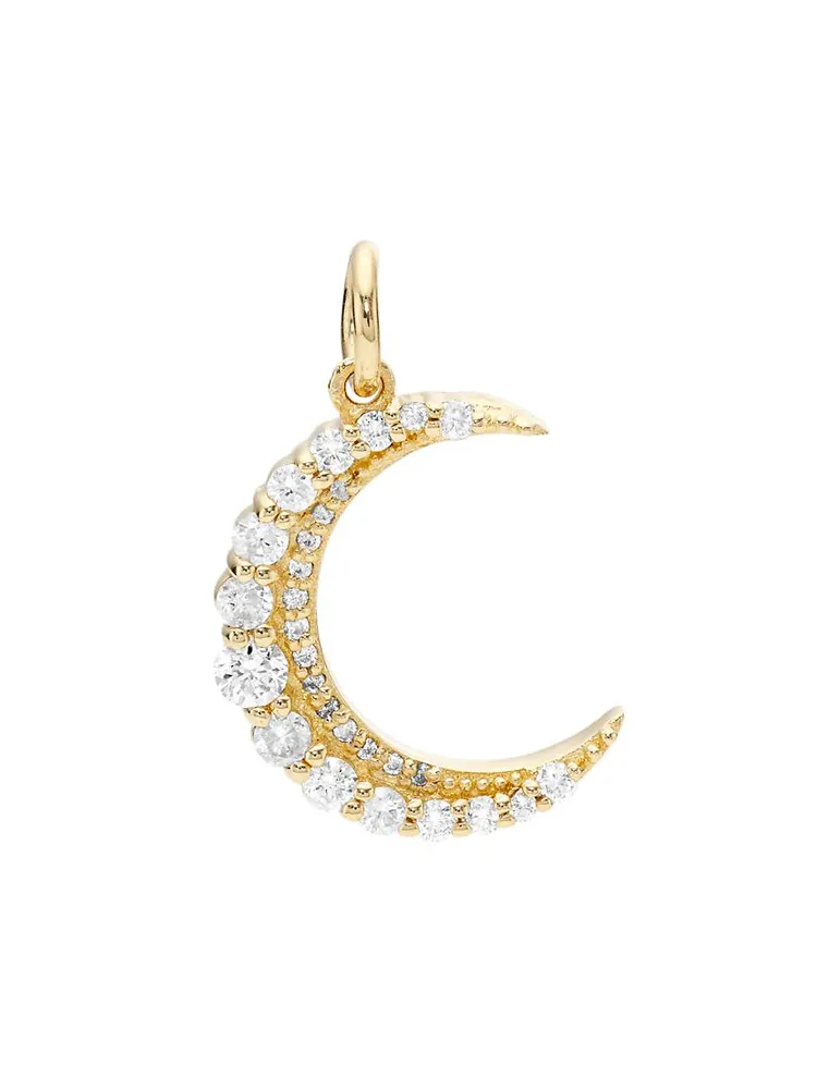 14K Yellow Gold & 0.283 TCW Diamond Crescent Moon Pendant