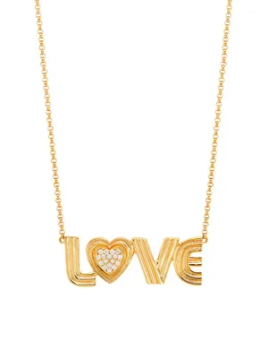 14K Yellow Gold & 0.5 TCW Diamond "Love" Pendant Necklace