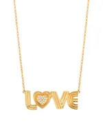 14K Yellow Gold & 0.5 TCW Diamond "Love" Pendant Necklace