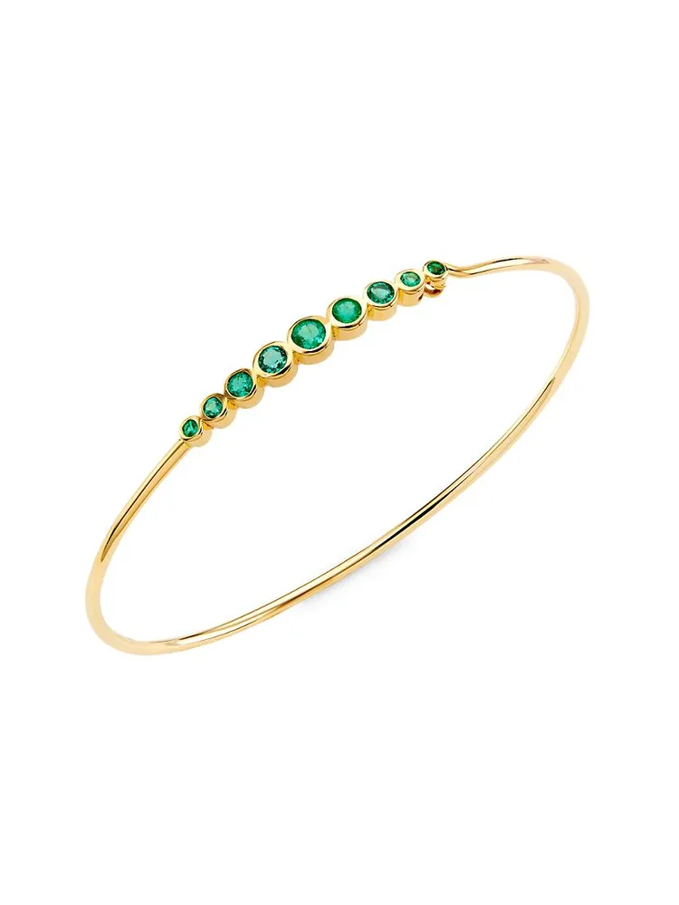 14K Yellow Gold & Emerald Wire Bangle