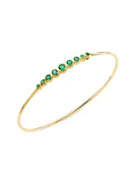 14K Yellow Gold & Emerald Wire Bangle