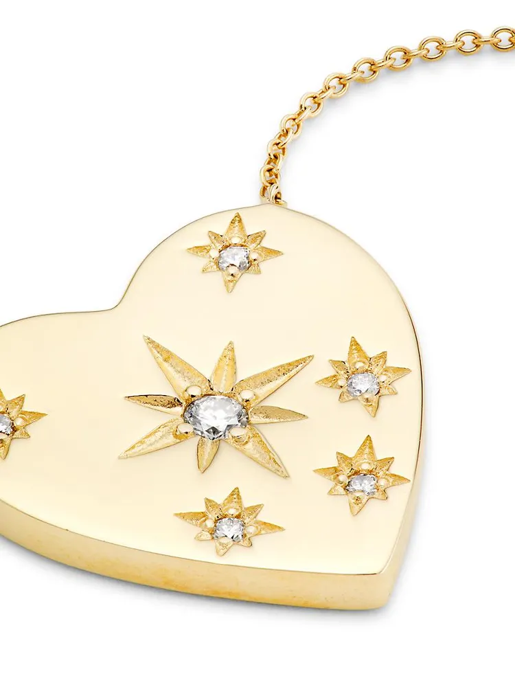 14K Yellow Gold & 0.1 TCW Diamond Heart Pendant Necklace