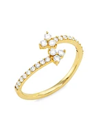 14K Yellow Gold & 0.321 TCW Diamond Trio Bypass Ring